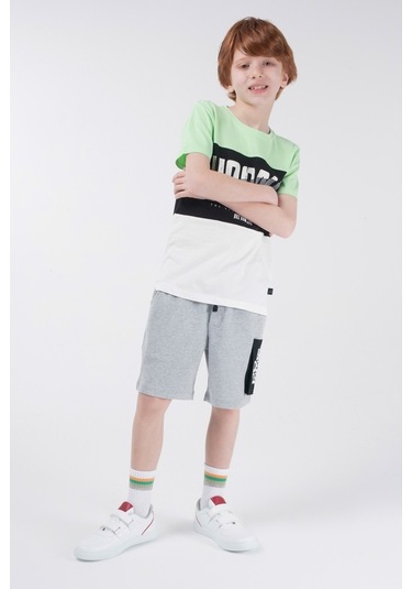 Brz Kids Kontrast Renkli Baskılı Erkek Çocuk Kısa Kollu T-Shirt Çok Renkli