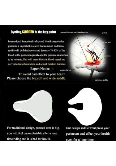 Ebitda Noeless Bisiklet Koltuğu Yumuşak Rahat Yastık 001, Siyah, 200x180mm, Xl, Darbe Emici, Ergonomik, Yansıtıcı, Dağ Bilet Siyah