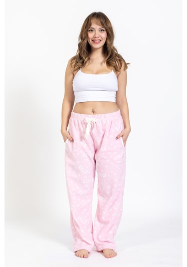 Kadın Polar Kışlık Eşofman Alt Waynap Polar Alt- Pudra