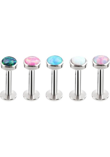 Beyaz 1 Adet 16g Opal Saplama Küpe G23 Titanyum Küçük Kulak Kemik Tırnak Piercing İç Dişli Dudak Vidası