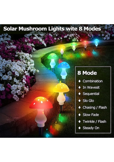 Dış Mekan Için Güneş Mantarlı Dize Işıklar 12 Paket Kırmızı Sıcak Beyaz