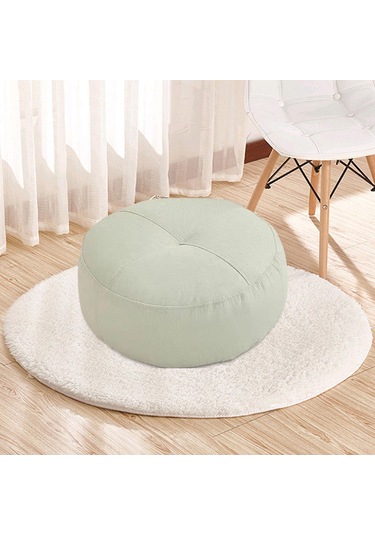 Homyl Yuvarlak Yer Minderi Dekoratif Meditasyon Oturma Beyaz