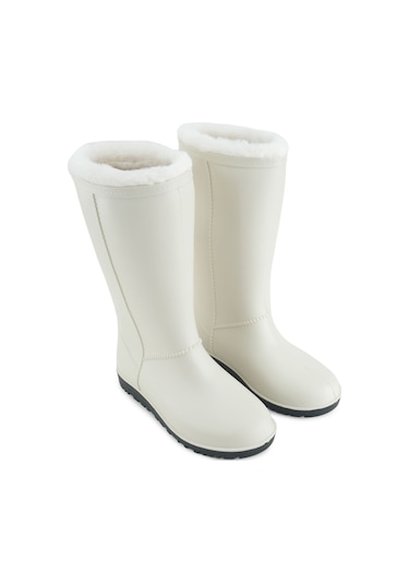 Gezer Kadın Kışlık Pvc İçi Sıcak Astarlı Su Geçirmez Çizme Bej