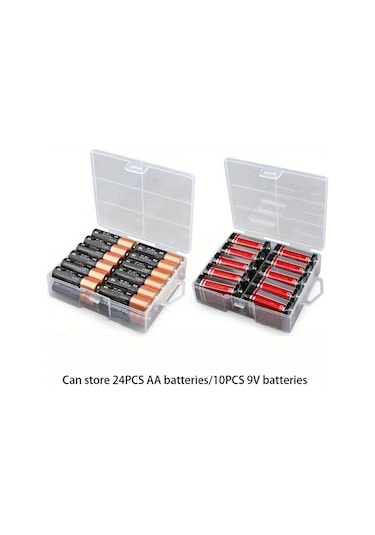 Awesomestore Aa/aaa Pil Depolama Kutusu - 24'lü Şeffaf Pil Saklama Kutusu