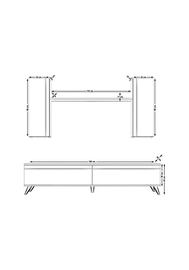 Decoraktiv Eko 5d Mdf Std Retro Tv Ünitesi Tv Sehpası Beyaz - Ceviz