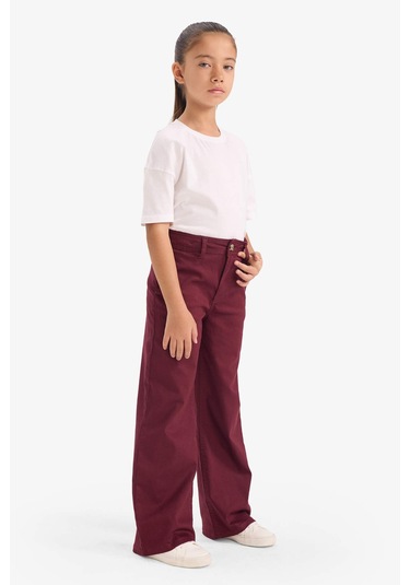 Defacto Kız Çocuk Flare Fit Gabardin Pantolon G4227a825wnbr415 Bordo-br415