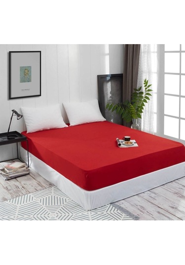 120 Lik Penye Lastikli Çarşaf 120 X 200 Cm Kırmızı Kırmızı