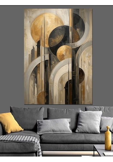 Modern Geometrik Şehir Ve Mimari Dekoratif Kanvas - Mdf Ahşap Tablo