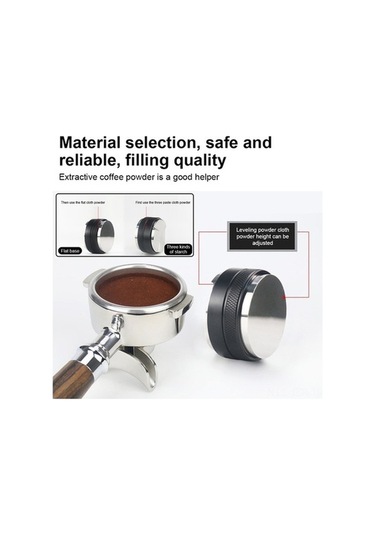 Ulzyvf 53mm 2-in-1 Kahve Dağıtıcı Ve Pres, Paslanmaz Çelik, Espresso Düzleştirici, Siyah Kaymaz Elmas Desen Siyah