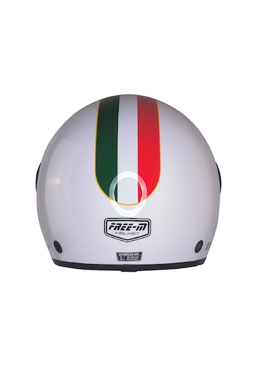 Motoanl Free-M Güneş Vizörlü Ece 22.06 Yarım Açık Motor Kaskı Beyaz - Kırmızı - Yeşil
