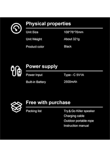 Wezone Xdobo Try&go Killer: Mini Bluetooth Hoparlör, Rgb Işıklı, Su Geçirmez, Tws Ve Tf Kart Desteği, Outdoor/iç Mekan
