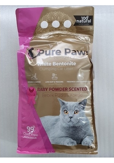 Pure Paws Bebek Pudralı İnce Topaklaşan Bentonit Kedi Kumu 5 L