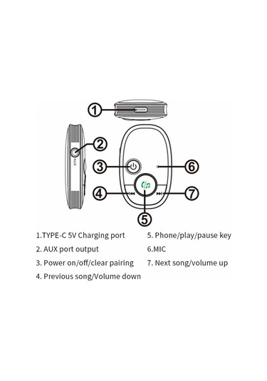 Sones Araç Bluetooth Alıcısı Müzik Çalar Kablosuz Ses Dönüştürücü Siyah