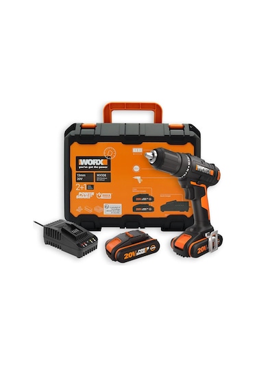 Worw  Wx108 20Volt/2.0Ah Li-ion Çift Akülü Profesyonel Şarjlı Matkap