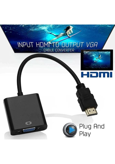 Hdmı To Vga Dişi Çevirici Adaptör Görüntü Aktarma Çevirici