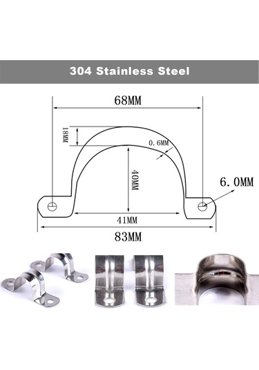 Ximistore9 30 Adet M40 1.5 İnç 304 Paslanmaz Çelik Ağır Duty İki Delikli U Tipi Boru Sabitleyici, Korozyona Dayanıklı Kanal Tutucu