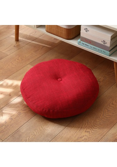 Zemin Koltuk Yastık Düz Renk Meditasyon Yoga İçin Uygun Yuvarlak 45cm-11 Ekru