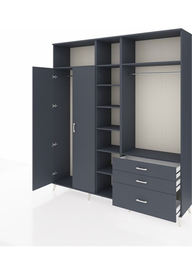 Hyperion Dolap 9 Raflı 3 Çekmeceli 2 Askılı 220x44x243 Antrasit-antrasit/antrasit Antrasıt/antrasıt Hyperion Dolap 9 Raflı 3 Çekmeceli 2 Askılı 220x44x243 Antrasit-antrasit/antrasit Antrasıt/antrasıt