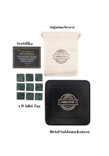 Perlotus Doğal Mermer Granit 9 Adet Viski Taşı Soğutma Taşı
