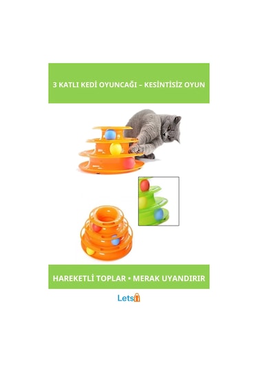 3 Katlı Kedi Oyuncağı Tower Of Tracks Eğlenceli Oyun
