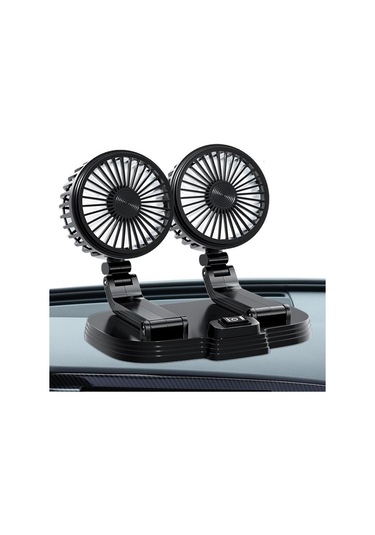 9626 360 Derece Dönüş Çift Kafa Araba Soğutma Fanı Şarj Edilebilir İki Hızlı Masa Fanı - Beyaz