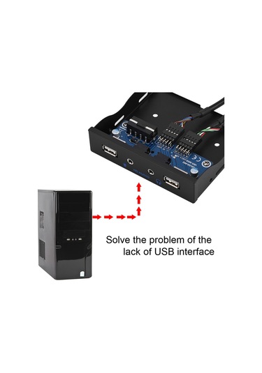 Shineyee 3.5" Boş Floppy Bölgesi İçin Usb 2.0 2 Port + Hd Ses/mikrofon Ön Paneli, Metal Yapı, Hızlı Şarj Ve Veri Transferi