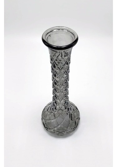 El Yapımı Antrasit Renk Baklava Model Cam Karanfillik 25cm