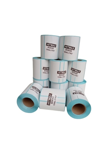 80X40 TERMAL ETİKET TOPLAM 12 RULO 1.KALİTE (TAM METRAJ)