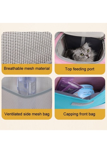 Cbtx Kare Katlanabilir Kediler Sırt Çantası Evcil Hayvanlar Açık Taşınabilir Çift Omuz Çantası Model 8 Mavi