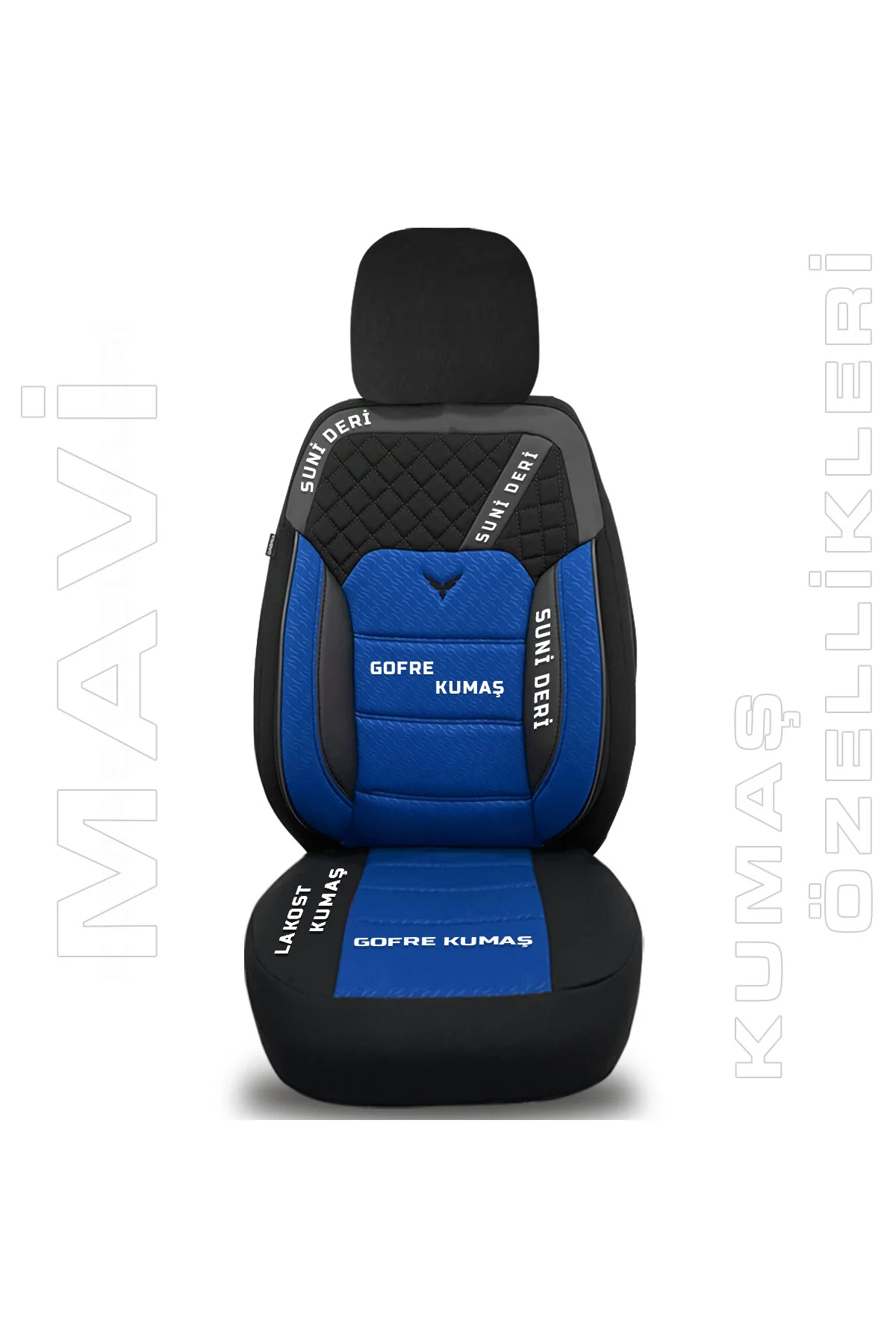 Pandami Oto Koltuk Kılıfı, Tam Set, Gofraj / Mavi Mavi