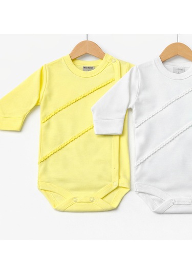 Kardeşler Baby 3'lü Kendinden Eldivenli Çıtçıtlı Body Sarı Mint