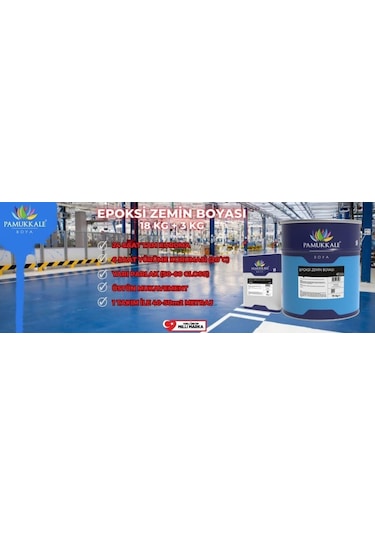 Pamukkale 4530 Epoksi Zemin Boyası 18+3 Kg Antrasit Gri Ral 7016