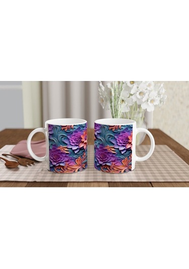 Büyülü Akşam Işığı Çiçek Desenli Kupa Bardak Karışık Renkli