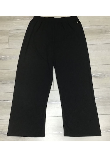 Kışlık Fitilli Kaşkorse Beli Lastikli Büyük Beden Pantolon Siyah