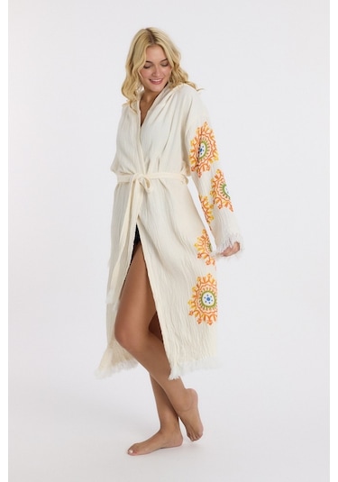 Mulberry Muslin Peştemal Bornoz Banyo Ve Plaj Elbisesi Sarı