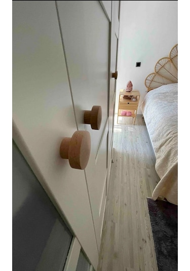 Ahşap Kulp Lüks Country Mutfak Mobilya Dolap Çekmece Kulbu Gamze Naturel Ahşap