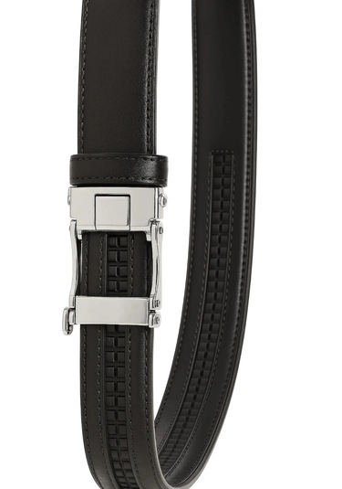 Erkek Kemer Deliksiz Otomatik Raylı Siyah Tokalı