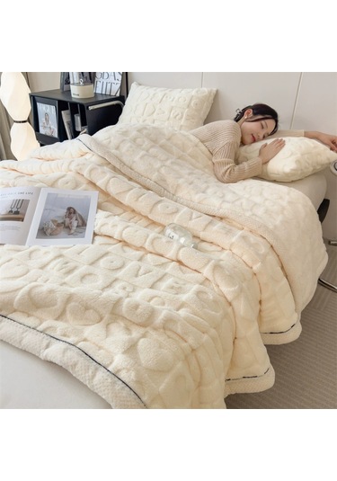 Reedark Mavi Polyester A Sınıfı Kalın İki Yönlü Kadife Battaniye, Ofis İçin Yatak Odası Uyku Battanı, 100x150 Cm, 600g Mavi