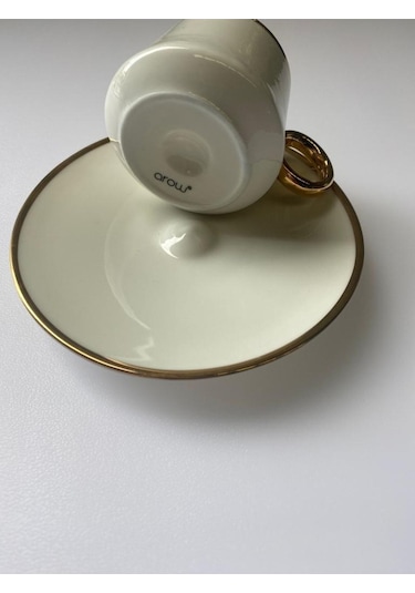 Tr-2425 Porselen Kahve Takımı Beyaz - Gold