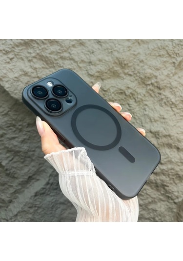 Fochsia iPhone Uyumlu 14 Pro İçin Mat Manyetik Şeffaf Kasa Pc Sert Kapak Kablosuz Şarj