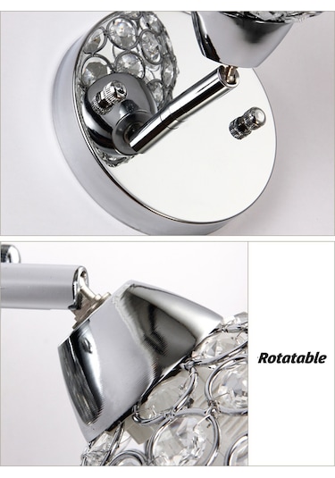 Wezone Gümüş Kristal Duvar Lambası - Metal万向kafa, 3 Renkli, G9 Kaynaklı, 220v-240v, Yatak Odası/mutfak/anahtar Bölgeleri Gümüş