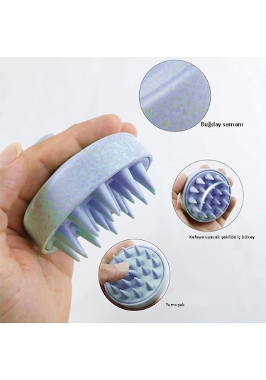 Koodmax Duş Tarağı Yumuşak Silikon Saç Yıkama Saç Derisi Masaj Tarağı - Mavi