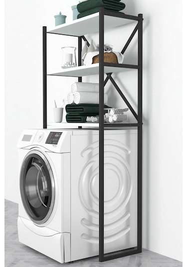 3 Raflı Metal Banyo Düzenleyici Rafı Beyaz