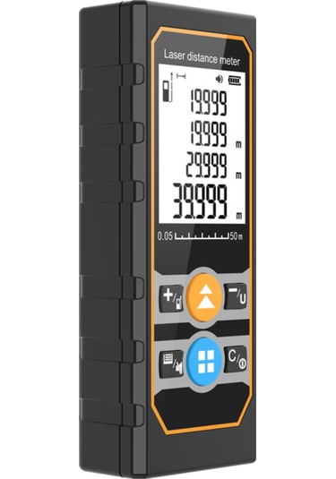 Vkemall Te50 Lazer Ölçüm Aleti, 50m Mesafe, Açı Sensörlü, Çok Birimli M/ft/in , Alan/hacim/pikagor Teoremi Modları, Pil Olmadan Gönderim