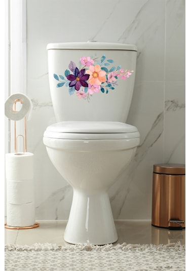 Klozet Sticker Sulu Boya Çiçekler Banyo Tuvalet Dekoratif Sticker