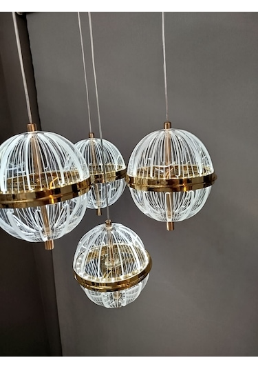 Modern Led Sarkıt Avize4 Lu Sarı