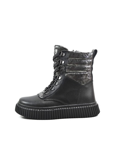Onlo Ayakkabı OP.7616 Deri Siyah Fermuarlı Kız Çocuk Postal Bot Siyah