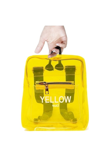 Renkli Şeffaf Mini Sırt Çantası Sarı