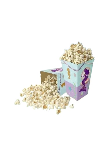 Mısır Kutusu Pırıltılı Deniz Kızı Temalı Pop Corn Kutusu Parti Malzemesi