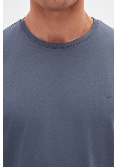 Ds Damat Regular Fit Füme Düz Nakışlı %100 Pamuk T-shirt 4hc140632006m Füme